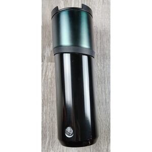 Starbucks Dark Green Black Tumbler 16floz Flip Lid Siren Silver Logo *Scratched